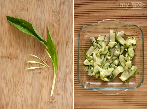 ramson leaf bud buds marinated zucchini peperoni cubes lime juice olive oil