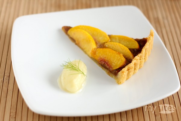 Almond Toffee and Peach Tart with Fennel Sorbet