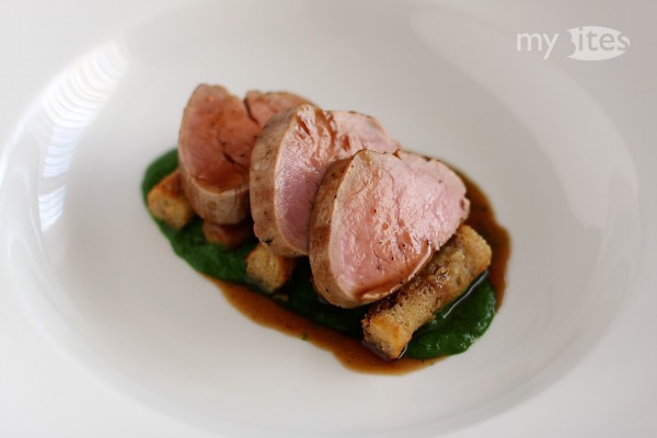 Kale with Oat Dumplings, Shallots and Pork Tenderloin