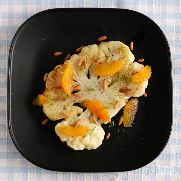 Roasted Cauliflower with Orange, Mint and Pine Nuts