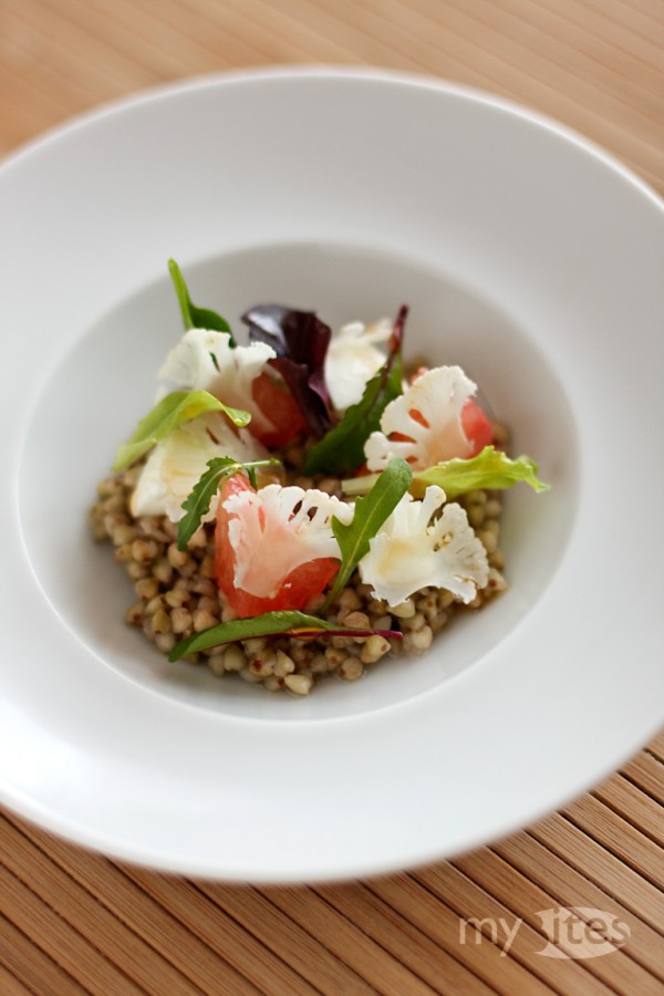 Buckwheat with Mozzarella, Grapefruit and Raw Cauliflower